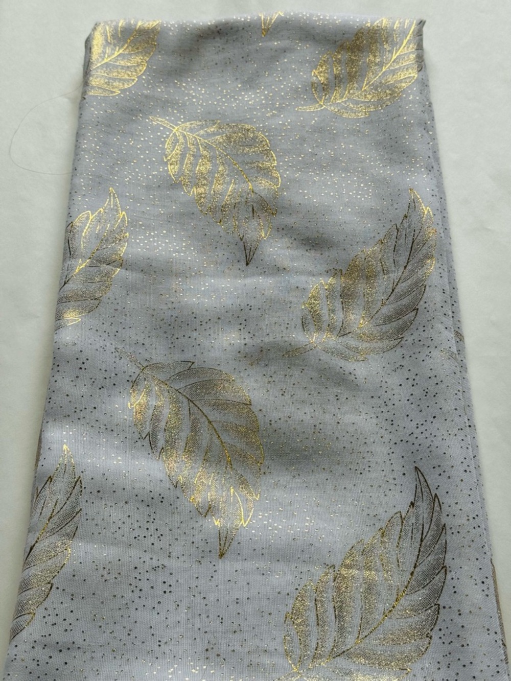 ♥️Sheer White Scarf with Gold Leaf Motif
31”x70” - Picture 2 of 9